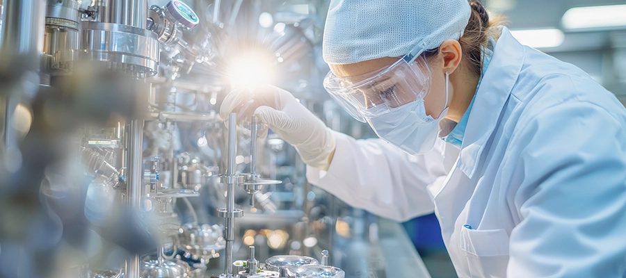 Image of a life science lab professional using a CMMS system to calibrate equipment.