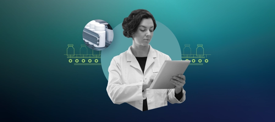 Image of a life science professional using MasterControl’s ThinkJSON LLM on a tablet.